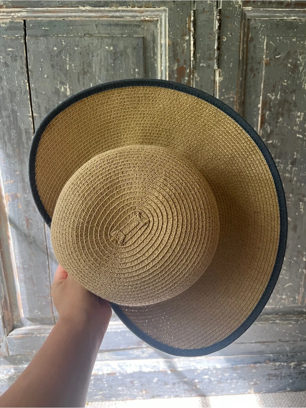 Cottage Core Gardener Straw & Denim Chambray Garden Hat
